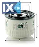 MANN ΦΙΛΤΡΑ ΛΑΔΙΟΥ RENAULT  W91425 5010372044 7423246466