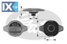 GATES ΤΑΠΑ ΨΥΓΕΙΟΥ TOYOTA  RC134 164010Y060 1640131480 1792066F01 1792075F00 19045RAA003 4709376 93194271 1640105050 164010H060 164010M010 164010Y060 1640128280 1640128510 1640131480 1640131520 164013