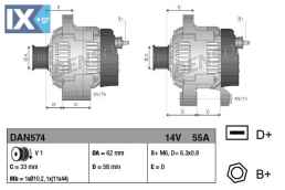 DENSO ΔΥΝΑΜΟ FIAT  DAN574 46231660 5999868 71721140 71721214 7565832 77347411 46231660 5999868 71721140 71721214 7565832 77347411