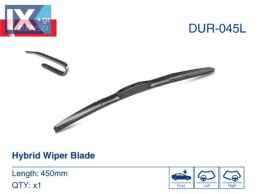 ΥΑΛ ΡΑΣ ΥΒΡΙΔΙΚΟΣ 18  450MM AUDI-BMW-CIT  DUR045L 13227395 13227405 20908676 20910184 23368232 25882578 25956116 39023141 80535000 8521206160 8521206170 852120N010 8521274010 8521430400 8522230590 825