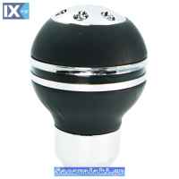 Πόμολο Λεβιέ Ταχυτήτων Στρόγγυλο Μαύρο Με Νίκελ Δαχτυλίδια