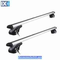 Μπάρες Οροφής Rackit Αλουμινίου 120cm Για Αυτοκίνητα Με Εργοστασιακές Παράλληλες Μπάρες  (Σετ Με Πόδια Και Κλειδαριά) Ασημί 2 Τεμάχια