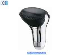 Πόμολο Λεβιέ Ταχυτήτων Μαύρο-Νίκελ Οβάλ Με Ραφές