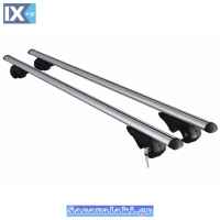 Μπάρες Οροφής Αυτοκινήτου Αλουμινίου 135cm Για Αυτοκίνητα Με Εργοστασιακές Παράλληλες Μπάρες  (Σετ Με Πόδια Και Κλειδαριά) 2 Τμχ