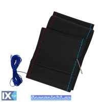 Κάλυμμα Τιμονιού Αυτοκινήτου Δερματίνη Ραφτό Εξώγαζο Μαύρο Με Κόκκινα Και Μπλε Γαζιά Medium 38cm 1 Τεμάχιο