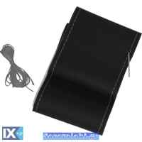 Κάλυμμα Τιμονιού Αυτοκινήτου Δερματίνη Ραφτό Εξώγαζο Μαύρο Με Γκρι Γαζιά Medium 38cm 1 Τεμάχιο