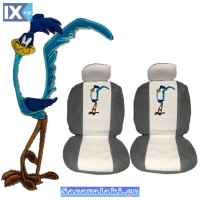 Ημικαλύμματα Καθισμάτων Αυτοκινήτου Πετσετέ Road Runner Γκρι-Κόκκινο Ζευ 4 Τεμάχια