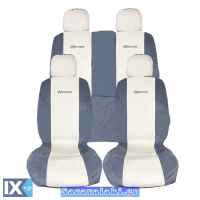Καλύμματα Αυτοκινήτου Πετσετέ 100% Cotton Executive G Διαιρούμενα Πίσω Καθίσματα Λευκό-Γκρι Σετ 8 Τεμάχια