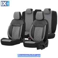 Καλύμματα Αυτοκινήτου Otom Comfortline VIP Design Universal Sued / Rachel / Δερματίνη Καπιτονέ Σετ Εμπρός / Πίσω Μαύρο - Γκρι CMV-233 11 Τεμάχια