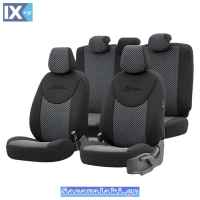 Καλύμματα Αυτοκινήτου Otom Attraction Design Universal Βαμβακερό Ύφασμα / Rachel Σετ Εμπρός / Πίσω Μαύρο - Γκρι ATR-1301 11 Τεμάχια