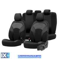 Καλύμματα Αυτοκινήτου Otom Moon Design Universal Βαμβακερό Ύφασμα / Rachel / Δερματίνη Σετ Εμπρός / Πίσω Μαύρο MON-1901 11 Τεμαχίων