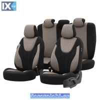 Καλύμματα Αυτοκινήτου Otom Ruby Design Universal Βαμβακερό Ύφασμα Rachel Σετ Εμπρός / Πίσω Μαύρο - Μπεζ RBY-1203 11 Τεμαχίων
