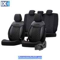 Καλύμματα Αυτοκινήτου Otom Comfortline VIP Design Universal Sued / Rachel / Δερματίνη Καπιτονέ Σετ Εμπρός / Πίσω 11 Τεμαχίων Μαύρο Με Μαύρο Κέντημα CMV-238