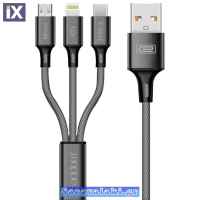 Καλώδιο USB Φόρτισης Και Μεταφοράς Δεδομένων Earldom EC-IMC017 3 In 1 Carbon 1.2m 1 Τεμάχιο