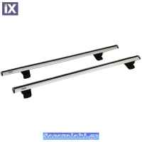 Μπάρες Οροφής Αλουμινίου Αεροδυναμικές Universal Rackit RK009C-135cm Fix-Point Σετ Με Πόδια Και Κλειδαριά Ασημί 2 Τεμάχια