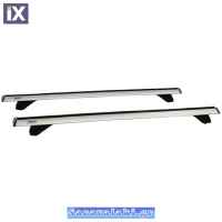 Μπάρες Οροφής Αλουμινίου Αεροδυναμικές Universal Rackit RK003C1-120cm Open & Closed Railing System Σετ Με Πόδια Και Κλειδαριά Ασημί 2 Τεμάχια