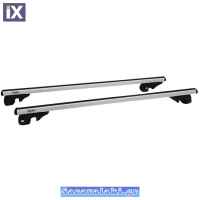 Μπάρες Οροφής Αλουμινίου Universal Rackit RK004-1-120cm Railing System Σετ Με Πόδια Και Κλειδαριά Τετράγωνες Ασημί 2 Τεμάχια