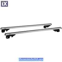 Μπάρες Οροφής Αλουμινίου Universal Rackit RK004-1-135cm Railing System Σετ Με Πόδια Και Κλειδαριά Τετράγωνες Ασημί 2 Τεμάχια