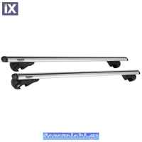 Μπάρες Οροφής Αλουμινίου Universal Rackit RK004-120cm Railing System Σετ Με Πόδια Και Κλειδαριά Οβάλ Ασημί 2 Τεμάχια