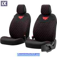 Ημικαλύμματα Μπροστινών Καθισμάτων Otom RSX Sport Ύφασμα Κεντητό Καπιτονέ Μαύρο Με Κόκκινη Ραφή RSXL-102 2 Τεμάχια