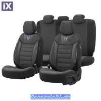 Καλύμματα Αυτοκινήτου Otom Toro Design Universal Βαμβακερό Ύφασμα / Δερματίνη Σετ Εμπρός / Πίσω Μαύρο - Μπλε ΤRΟ-903 11 Τεμάχια