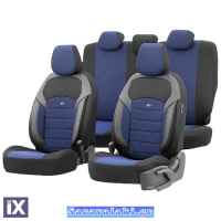 Καλύμματα Αυτοκινήτου Otom Nova Universal Ύφασμα Jacquard / Δερματίνη Σετ Εμπρός / Πίσω Μπλε - Μαύρο NOV-3304 11 Τεμάχια