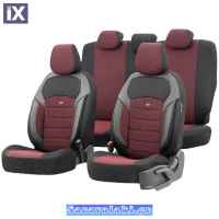 Καλύμματα Αυτοκινήτου Otom Nova Universal Ύφασμα Jacquard / Δερματίνη Σετ Εμπρός / Πίσω Κόκκινο - Μαύρο NOV-3303 11 Τεμάχια