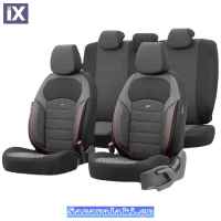 Καλύμματα Αυτοκινήτου Otom Nova Universal Ύφασμα Jacquard / Δερματίνη Σετ Εμπρός / Πίσω Μαύρο - Κόκκινο NOV-3302 11 Τεμάχια