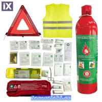 Σετ Ασφαλείας Αυτοκινήτου / Σετ ΚΤΕΟ ADVANCED Τρίγωνο, Φαρμακείο, Πυροσβεστήρας 1L, Γιλέκο Κίτρινο