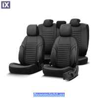Καλύμματα Αυτοκινήτου Otom Coral Design Universal Full Δερματίνη Σετ Εμπρός / Πίσω Μαύρο CRΑL-101 11 Τεμαχίων