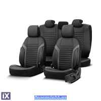 Καλύμματα Αυτοκινήτου Otom Coral Design Universal Full Δερματίνη Σετ Εμπρός / Πίσω Μαύρο / Γκρι CRΑL-106 11 Τεμαχίων
