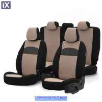 Καλύμματα Αυτοκινήτου Otom Smart Design Universal Ύφασμα / Δερματίνη Σετ Εμπρός / Πίσω Μαύρο / Μπεζ SLTSMT106-NZ 11 Τεμαχίων