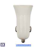 Φορτιστής Αναπτήρα Αυτοκινήτου CC32S Με 2 Θύρες USB 12-24V 4.8A Λευκός 1 Τεμάχιο