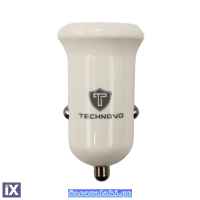 Φορτιστής Αναπτήρα Αυτοκινήτου Technovo TN-B013 Με 1 Θύρα USB Και 1 Θύρα USB-C 12-24V 3A Λευκός 1 Τεμάχιο