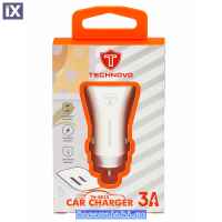 Φορτιστής Αναπτήρα Αυτοκινήτου Technovo TN-B010 Με 1 Θύρα USB Και 1 Θύρα USB-C 12-24V 3A Λευκός 1 Τεμάχιο