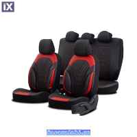 Καλύμματα Αυτοκινήτου Otom Progressive Design Universal Full Δερματίνη Σετ Εμπρός / Πίσω Μαύρο / Κόκκινο  PRG-104 11 Τεμαχίων